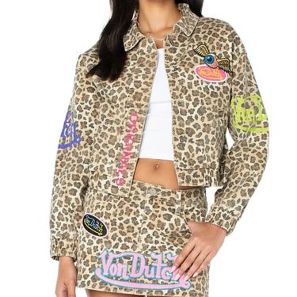 Von Dutch Women's Graphic Patched Leopard Jacket